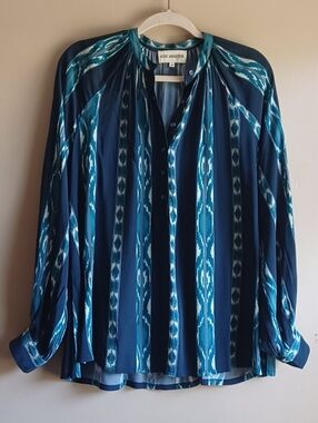 V.DE.VINSTER Blouse 100% Viscose Navy Blue/teal S